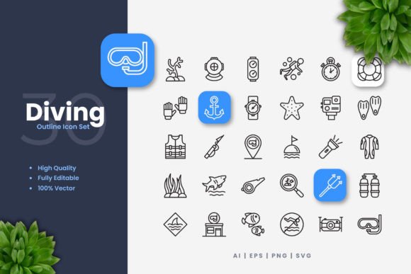 Diving Outline Icons: The Flexible Icon Set for Modern Projects