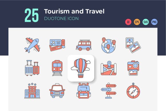 Duotone Icon Sets for Modern Tourism and Travel Projects