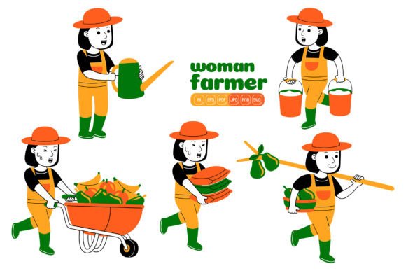 Elevate Your Agricultural Branding and Content with the Woman Farmer Vector Pack 04