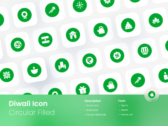 Elevate Your Diwali Projects with a Circular Filled Icon Set