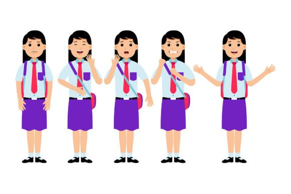 Girl Student Wearing Uniform Vector 01: A Gateway to Versatile Visual Communication