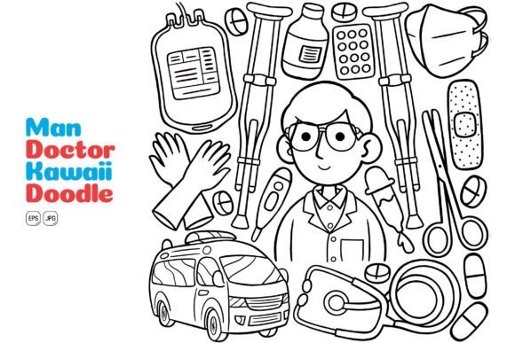 Man Doctor Kawaii Doodle Line Art: Your Toolkit for Super Cute Design