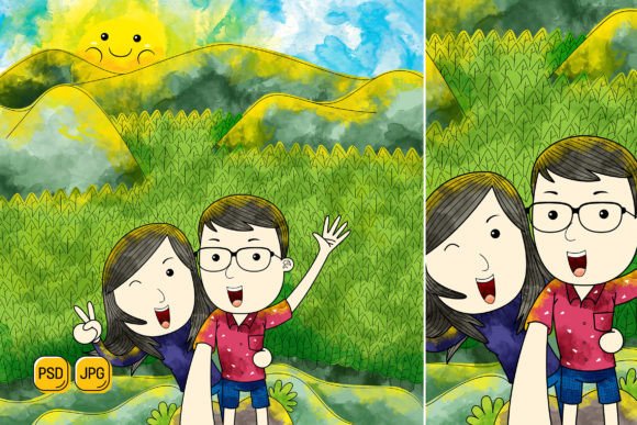 The Versatile Couple Standing in the Mountain Illustration Set: A Practical Toolkit for Modern Creators