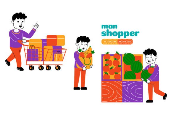 Unlock Your Brand's Potential with Man Shopper Vector Pack 03